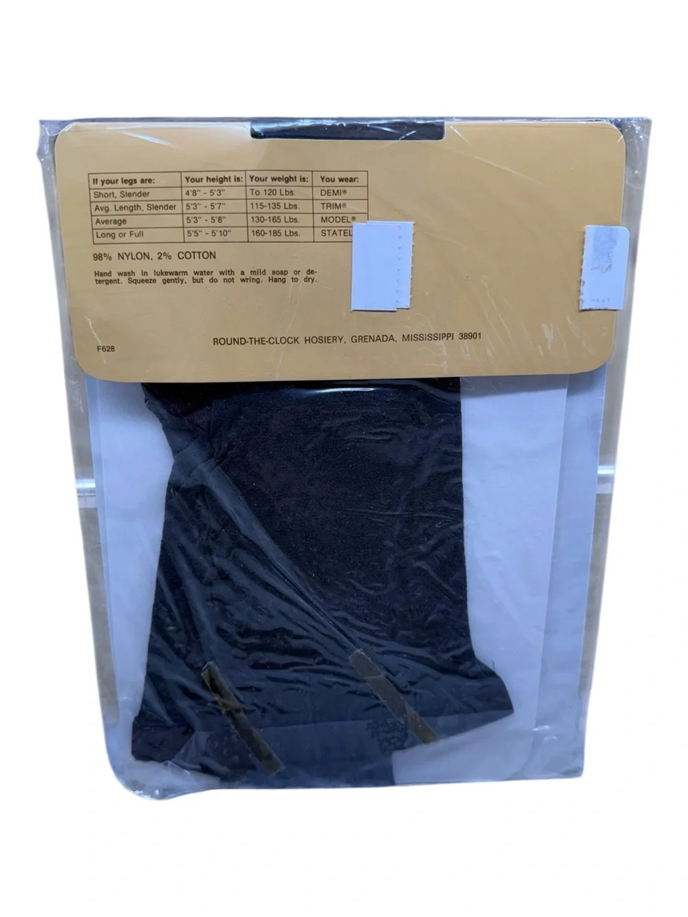 Vintage Round the Clock The Daily Basic Pantyhose Super Sheer Bit O Black Size B